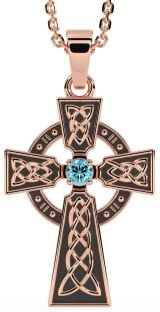 Diamond Rose Gold Silver Black Rhodium Celtic Cross Necklace