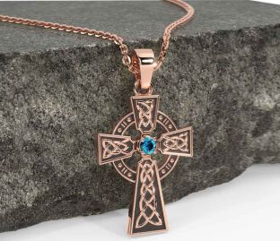 Diamond Rose Gold Silver Black Rhodium Celtic Cross Necklace