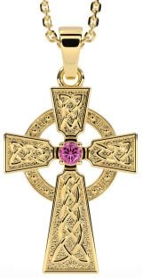 Diamond Gold Silver Celtic Cross Necklace