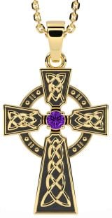 Diamond Gold Silver Black Rhodium Celtic Cross Necklace