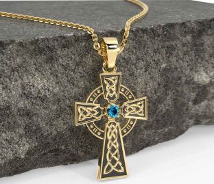 Diamond Gold Silver Black Rhodium Celtic Cross Necklace