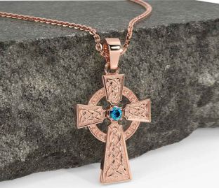 Diamond Rose Gold Celtic Cross Necklace