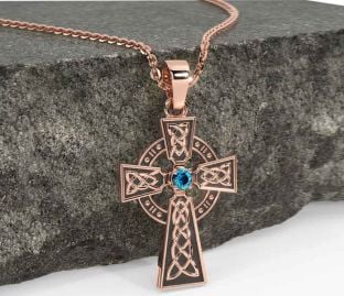 Diamond Rose Gold Black Rhodium Celtic Cross Necklace