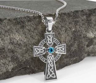 Diamond White Gold Black Rhodium Celtic Cross Necklace