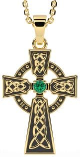 Diamond Gold Black Rhodium Celtic Cross Necklace