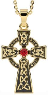 Diamond Gold Black Rhodium Celtic Cross Necklace