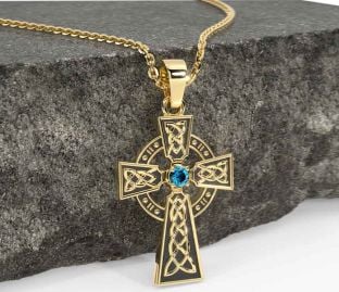 Diamond Gold Black Rhodium Celtic Cross Necklace