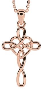 Rose Gold Silver Celtic Cross Heart Necklace