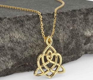 Gold Silver Celtic Trinity Knot Heart Necklace