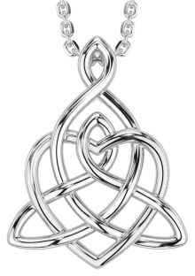 White Gold Celtic Trinity Knot Heart Necklace