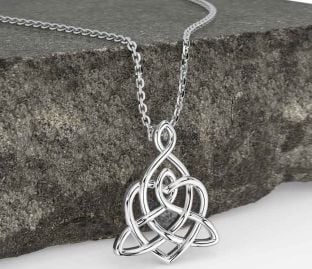 White Gold Celtic Trinity Knot Heart Necklace