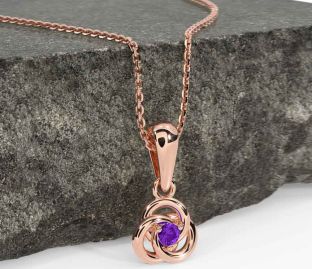 Diamond Rose Gold Silver Celtic Necklace