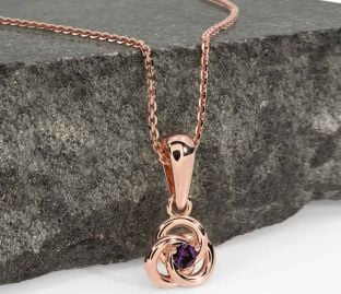 Diamond Rose Gold Silver Celtic Necklace