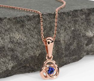 Diamond Rose Gold Silver Celtic Necklace