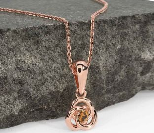 Diamond Rose Gold Celtic Necklace