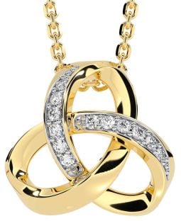 Diamond Gold Silver Celtic Trinity Knot Necklace