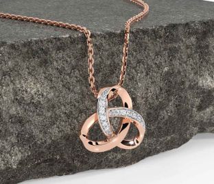 Diamond Rose Gold Celtic Trinity Knot Necklace