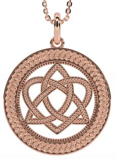 Rose Gold Silver Black Rhodium Celtic Trinity Knot Heart Necklace
