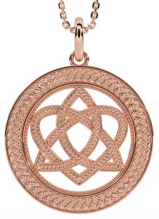 Rose Gold Silver Celtic Trinity Knot Heart Necklace