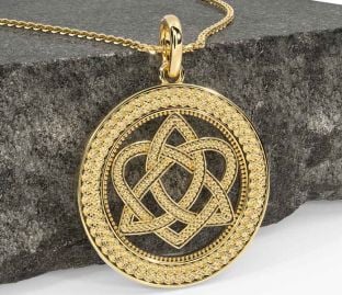 Gold Silver Black Rhodium Celtic Trinity Knot Heart Necklace