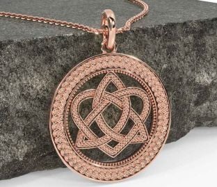 Rose Gold Black Rhodium Celtic Trinity Knot Heart Necklace
