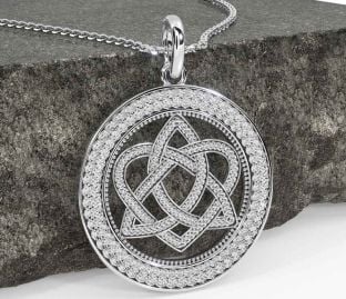 White Gold Black Rhodium Celtic Trinity Knot Heart Necklace