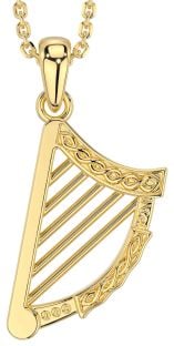 Gold Silver Celtic Irish harp Necklace