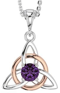 Alexandrite Rose Gold Silver Celtic Trinity Knot Necklace