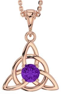 Amethyst Rose Gold Silver Celtic Trinity Knot Necklace