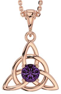 Alexandrite Rose Gold Silver Celtic Trinity Knot Necklace