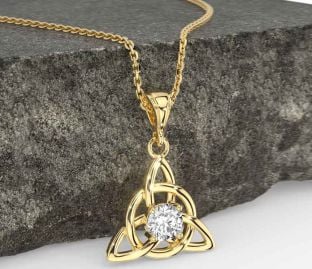 Diamond Gold Silver Celtic Trinity Knot Necklace