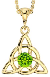 Peridot Gold Silver Celtic Trinity Knot Necklace