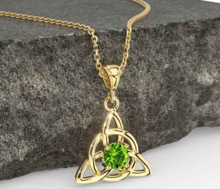 Peridot Gold Silver Celtic Trinity Knot Necklace
