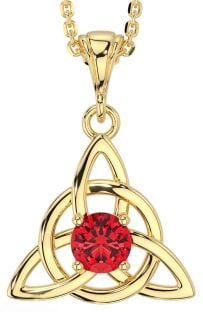 Ruby Gold Silver Celtic Trinity Knot Necklace