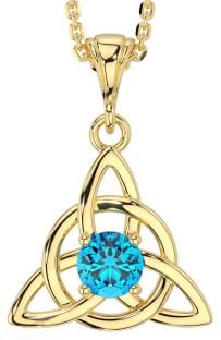 Topaz Gold Silver Celtic Trinity Knot Necklace