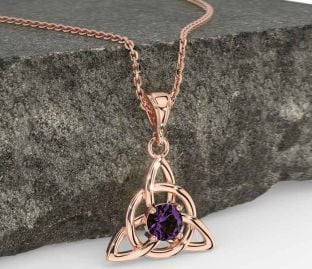 Alexandrite Rose Gold Celtic Trinity Knot Necklace
