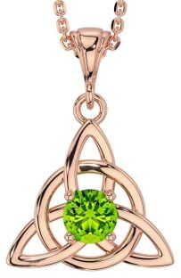 Peridot Rose Gold Celtic Trinity Knot Necklace