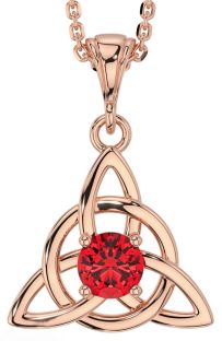 Ruby Rose Gold Celtic Trinity Knot Necklace