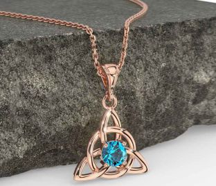 Topaz Rose Gold Celtic Trinity Knot Necklace