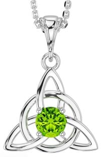 Peridot Silver Celtic Trinity Knot Necklace