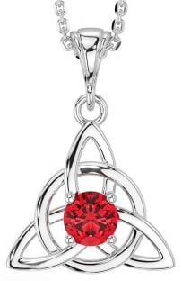 Ruby Silver Celtic Trinity Knot Necklace