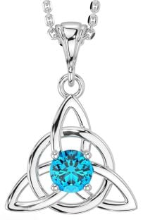 Topaz Silver Celtic Trinity Knot Necklace