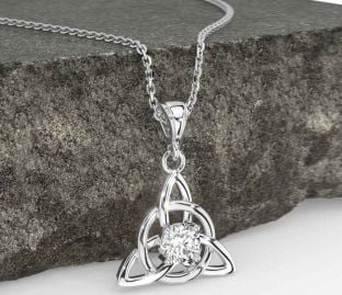 Diamond White Gold Celtic Trinity Knot Necklace