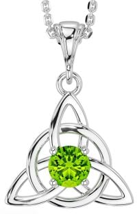 Peridot White Gold Celtic Trinity Knot Necklace