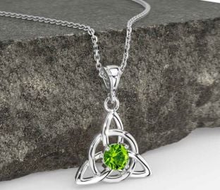 Peridot White Gold Celtic Trinity Knot Necklace