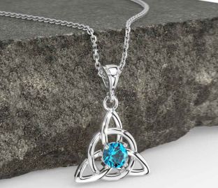 Topaz White Gold Celtic Trinity Knot Necklace