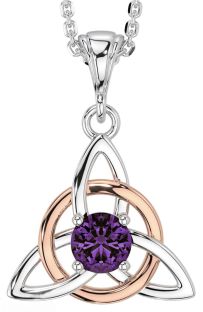 Alexandrite White Rose Gold Celtic Trinity Knot Necklace