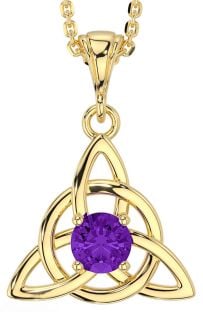 Amethyst Gold Celtic Trinity Knot Necklace