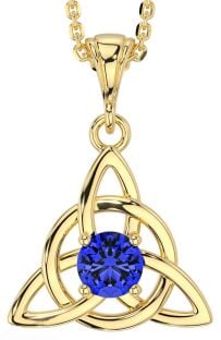 Sapphire Gold Celtic Trinity Knot Necklace