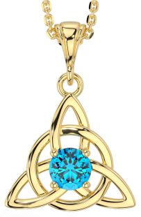 Topaz Gold Celtic Trinity Knot Necklace